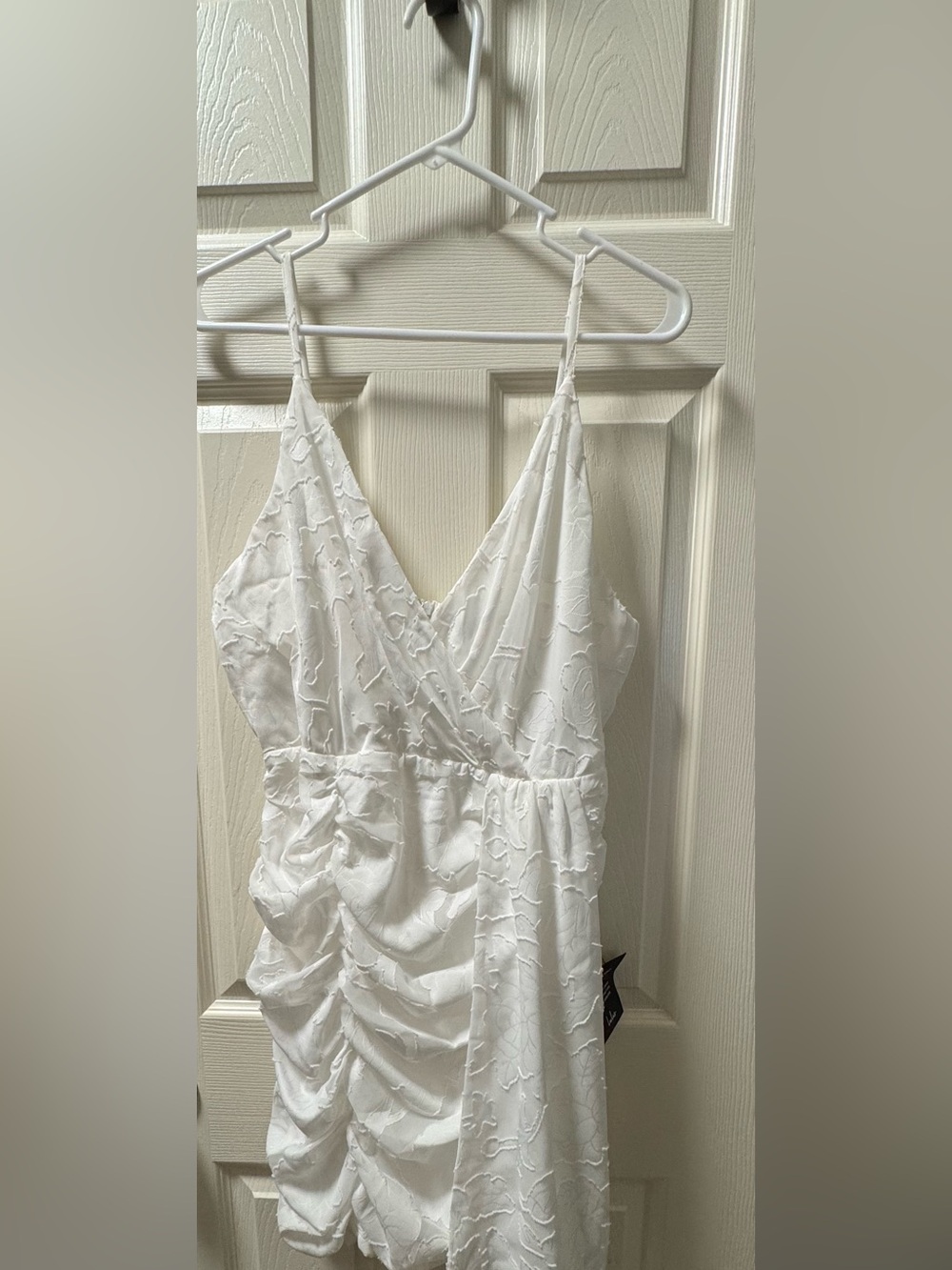 Lulu's White Textured Ruched Mini Dress